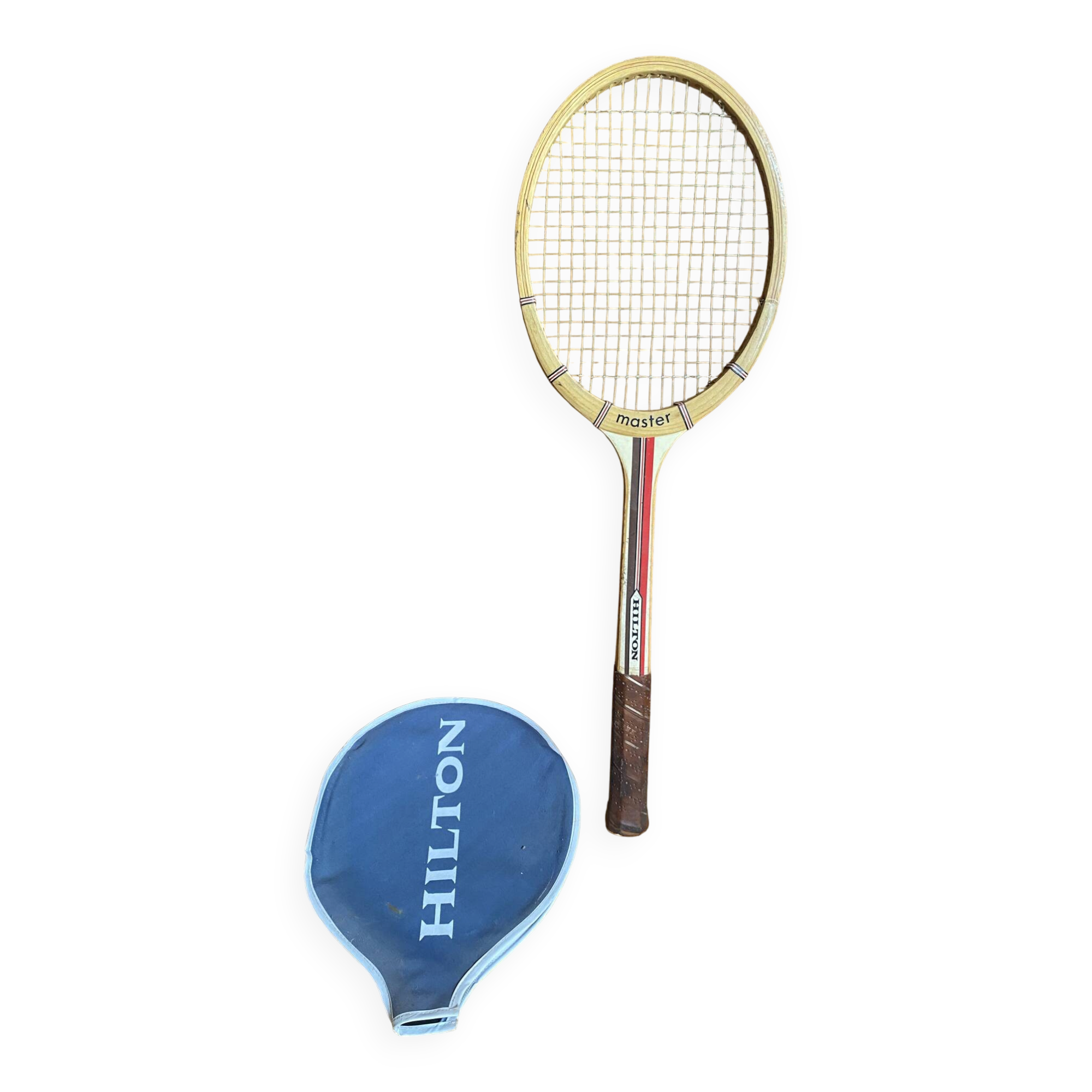 Vintage tennis racket hilton master wood + vintage cover