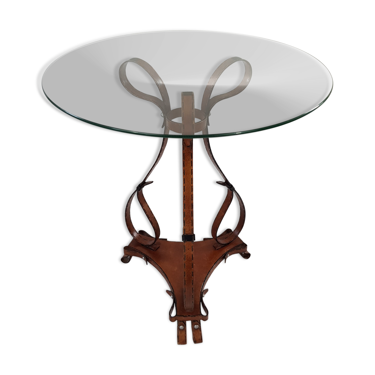 Painted side table in steel, effect trompe l'oeil