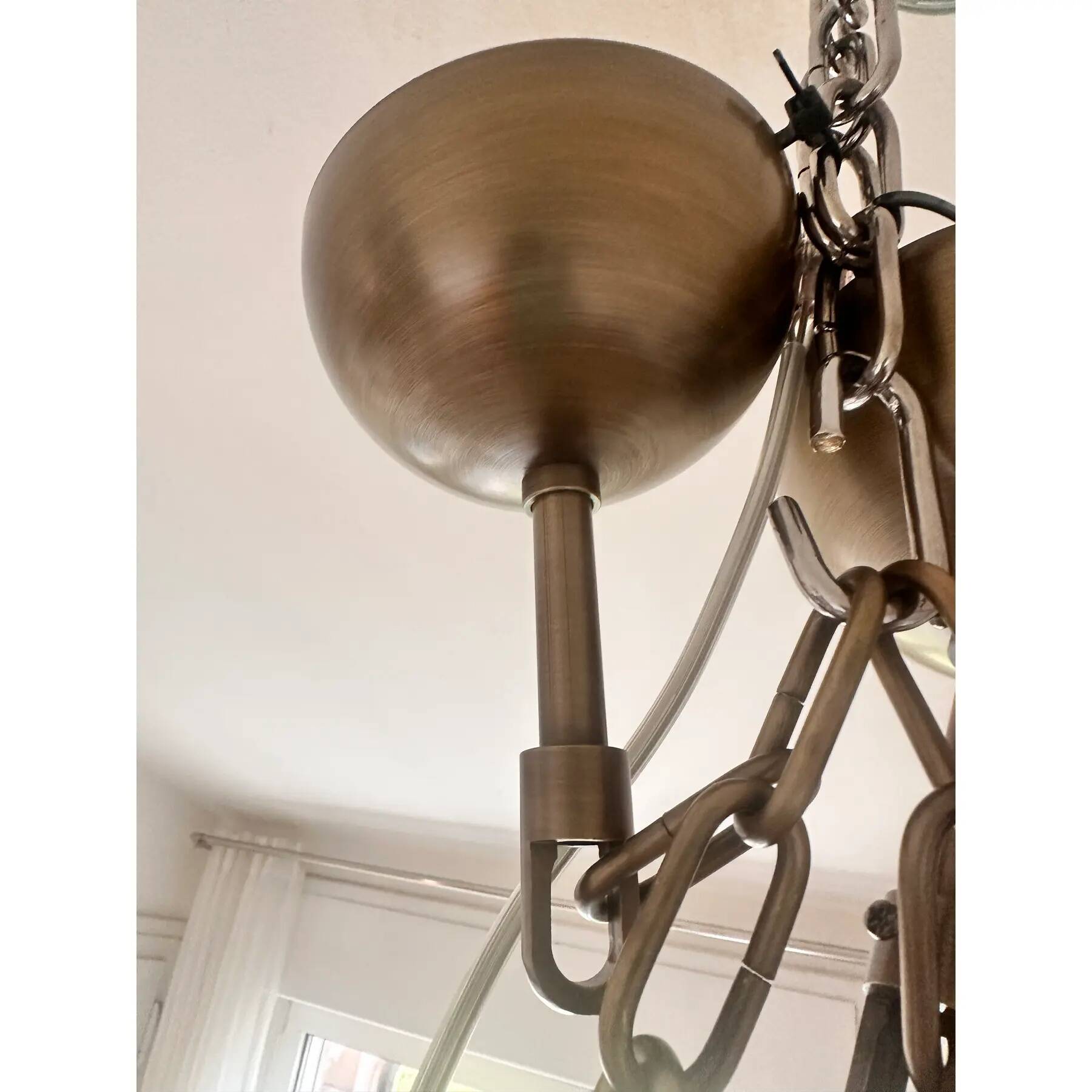 Contemporary Huge Rectangular "Tronchi" Murano Glass Burnished Chandelier