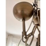 Contemporary Huge Rectangular "Tronchi" Murano Glass Burnished Chandelier