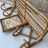 Vintage wicker coat holder with mirror