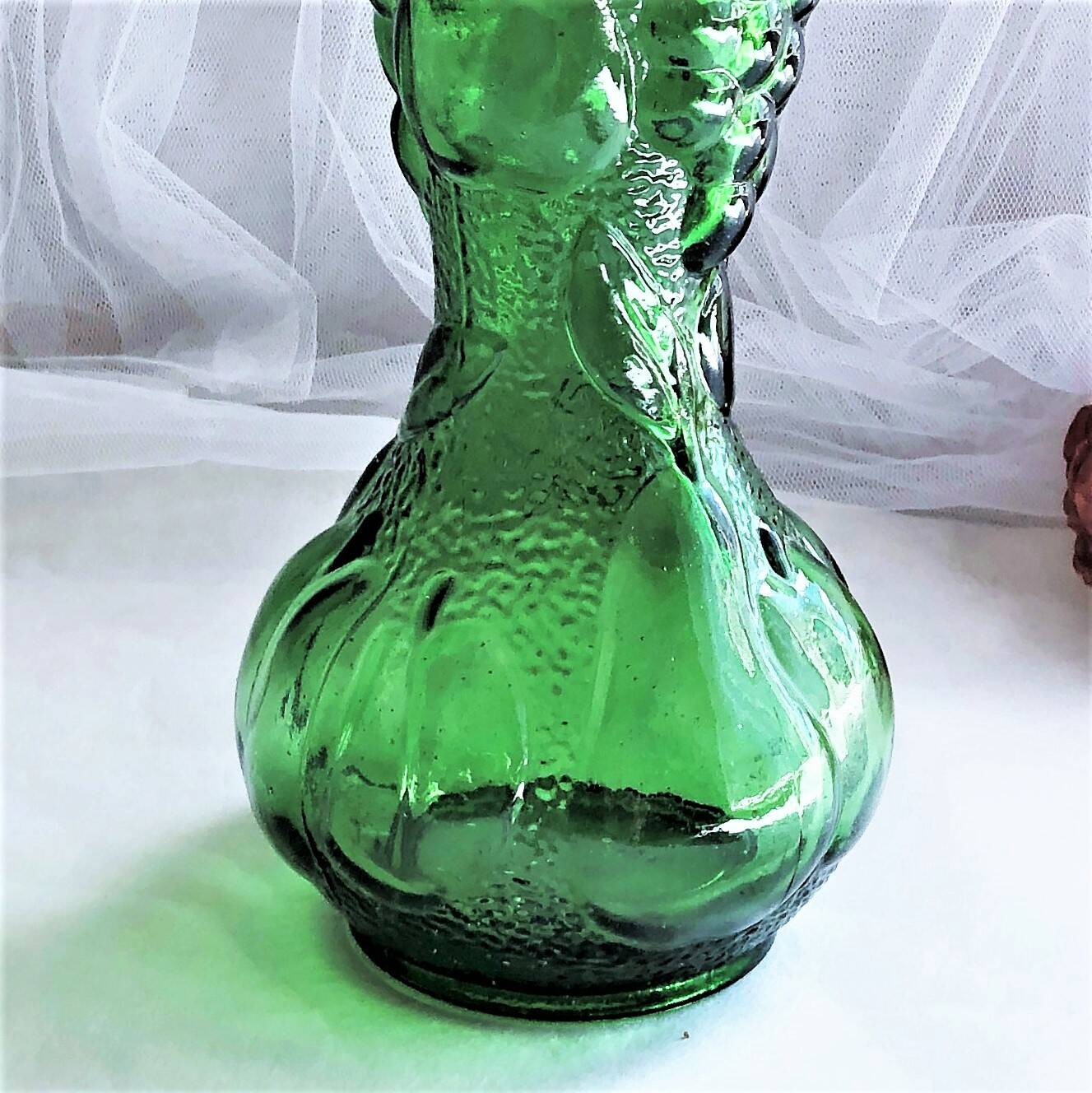 Large green glass vase from vintage Empoli Italy