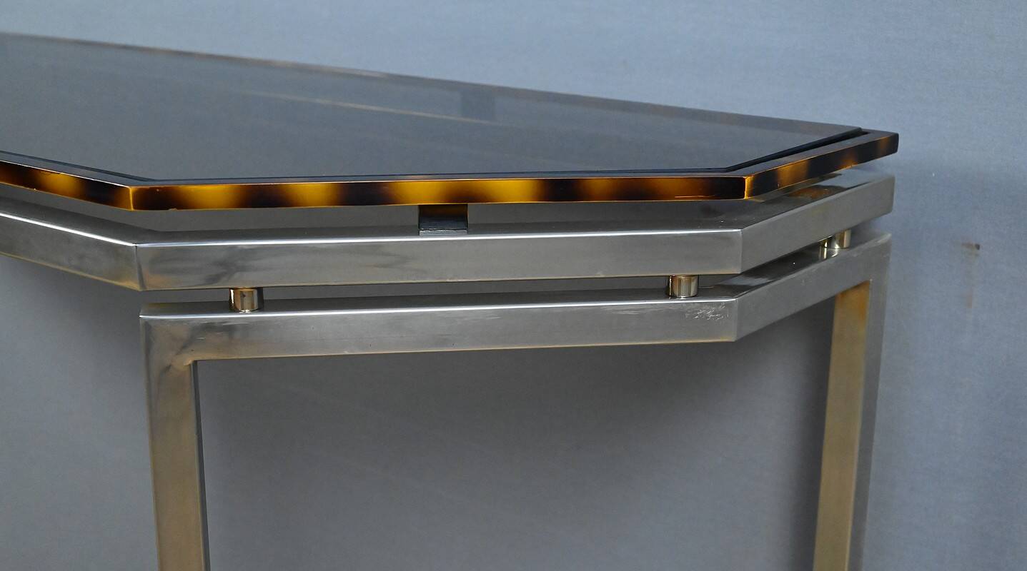 Smoked glass hexagonal console – 1970