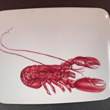 Assiette longue à décor de homard de geneviève lethu 28,5 x 23 cm
