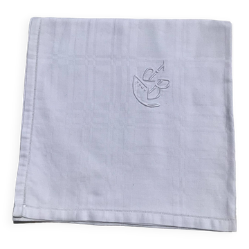 Nappe carrée brodée JB coton damassé carrés
