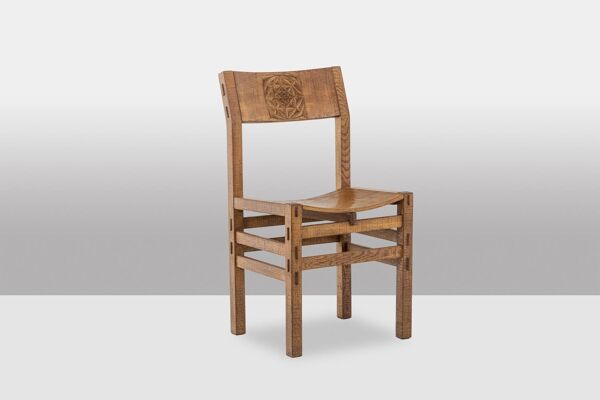 Officina Rivadossi. Table et 4 chaises de style Brutaliste. Italie, vers 19