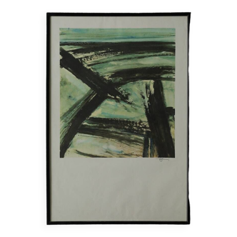 Frans Minnaert, Composition, Color lithograph on Simili Japon Paper, 1990s, Framed