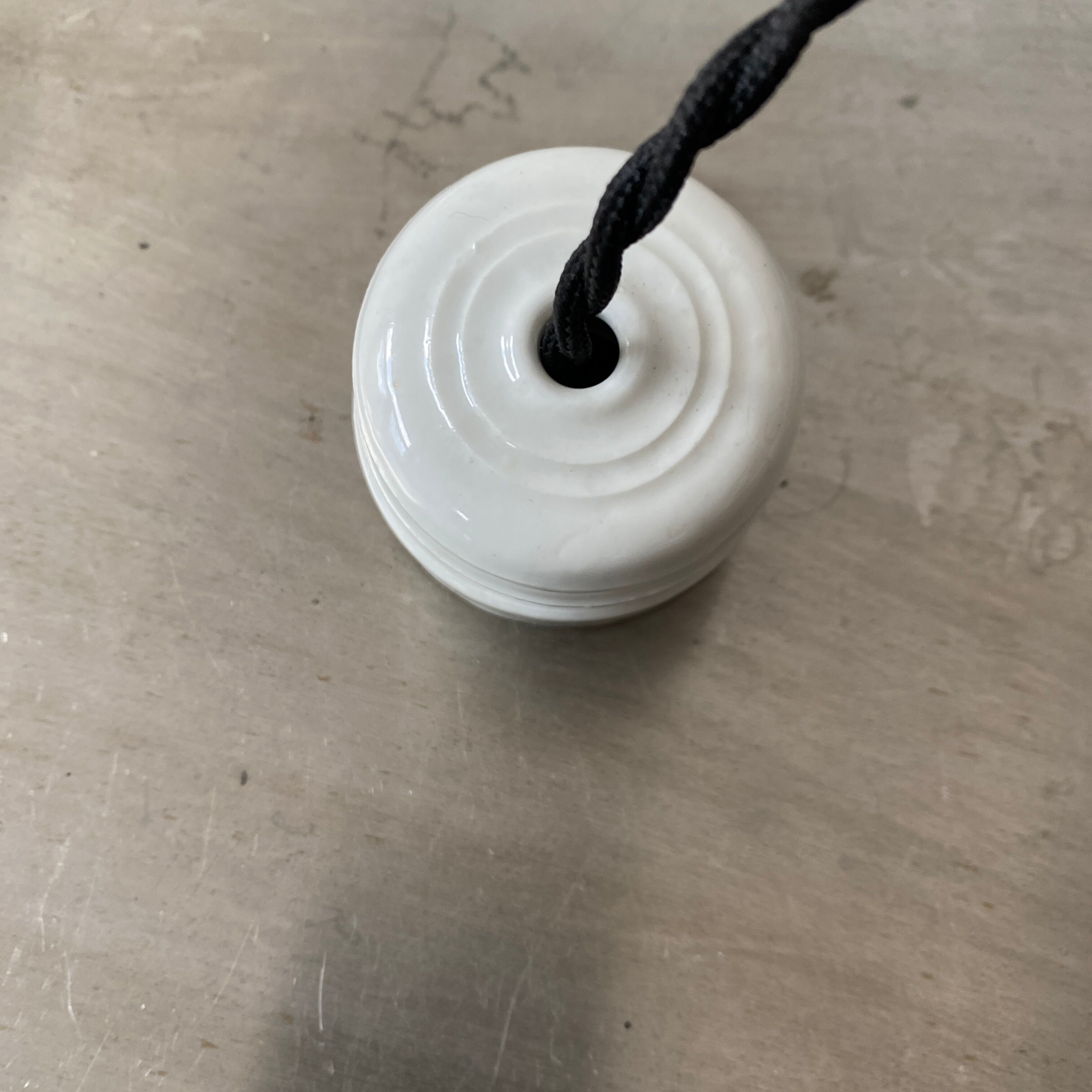 Pair of vintage molded glass pendant lamps