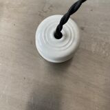 Pair of vintage molded glass pendant lamps