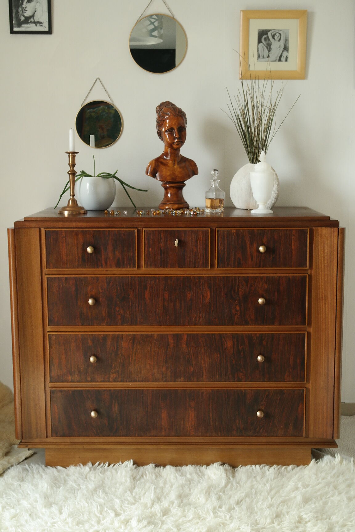Commode art déco en palissandre et acajou