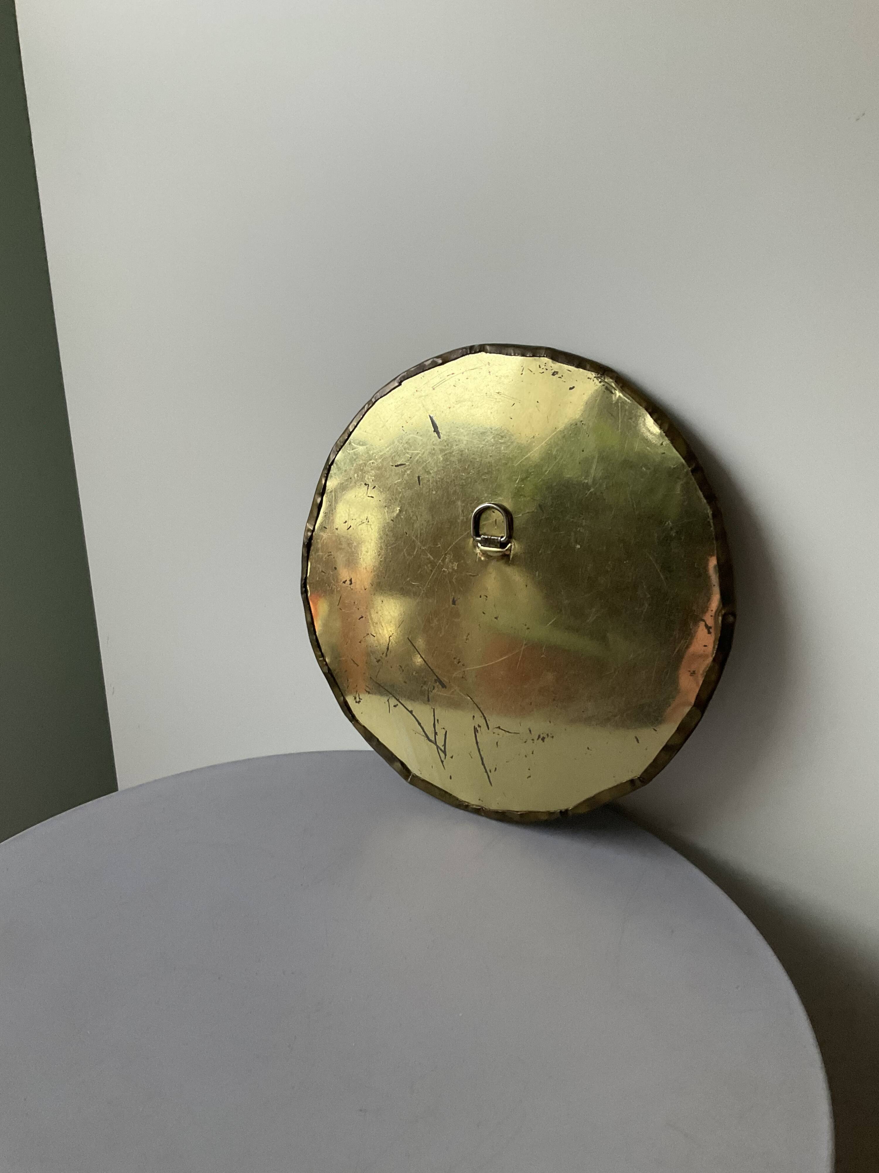 Vintage oriental round mirror 18cm