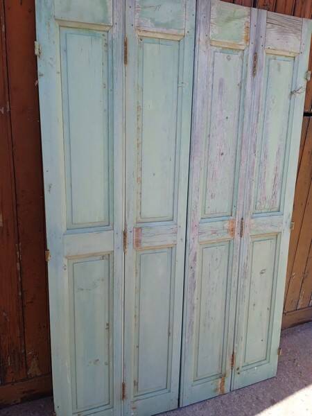 Set of shutters / 4 patinated woodwork elements 168 cm ep 1940