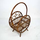 Italian Bamboo & Rattan Magazine Rack, 1950s