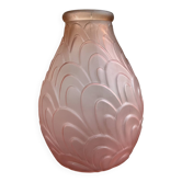 Vase art déco verre moulé dépoli années 30