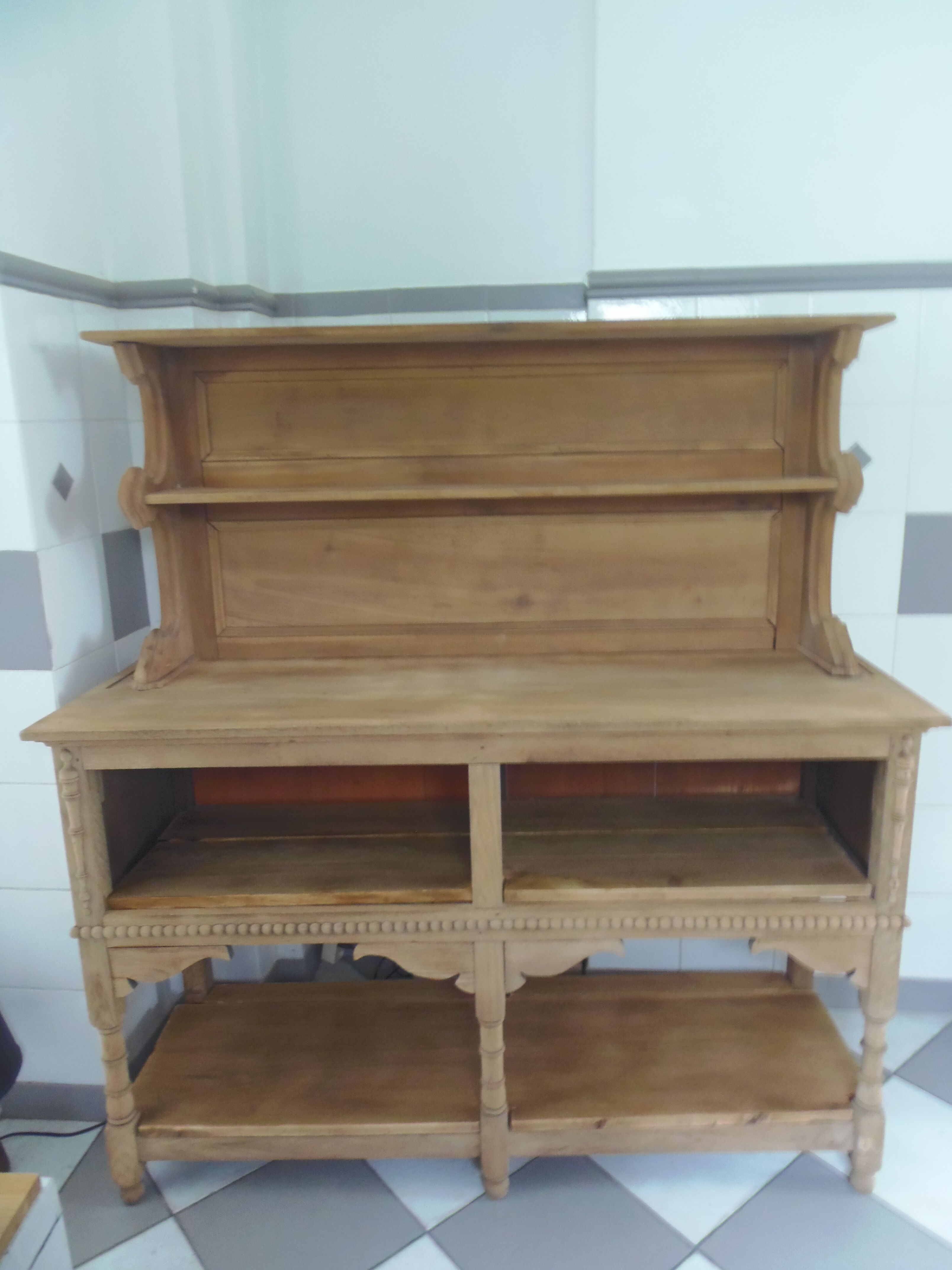 Furniture of trade, vintage service the bottom in oak the top in walnut.