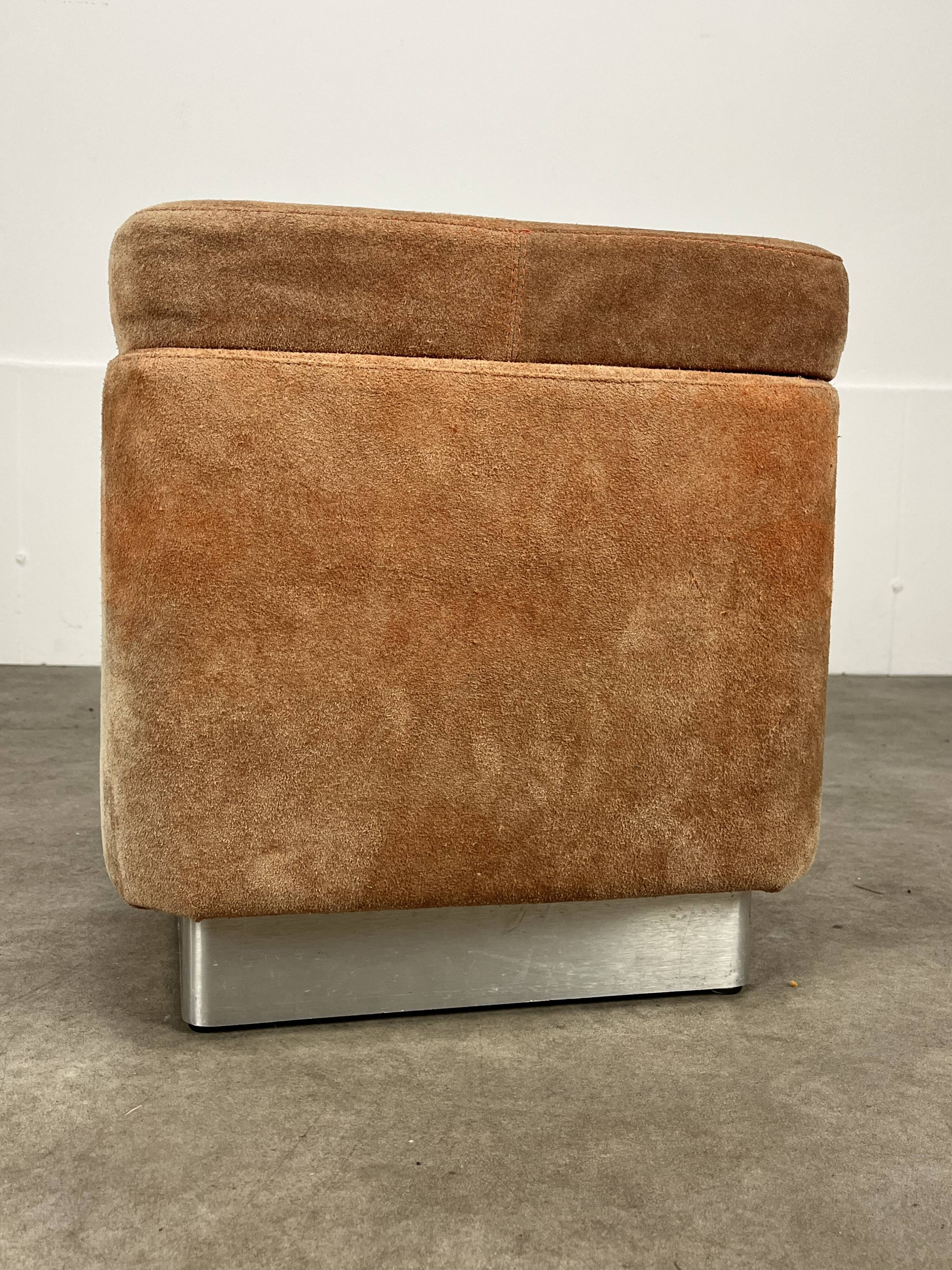 70s suede trunk pouf