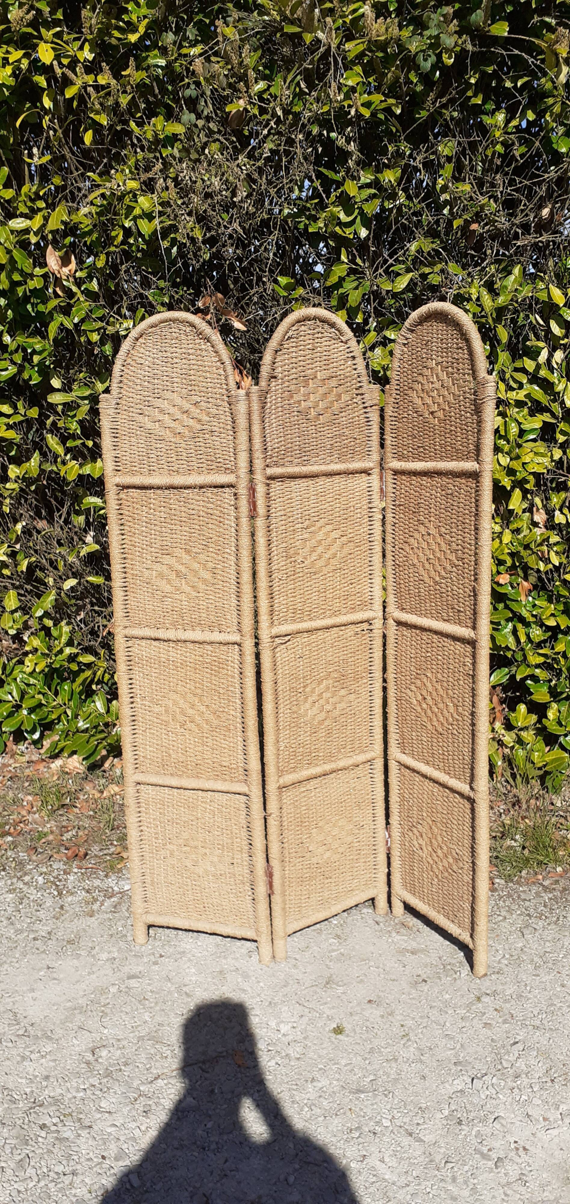 Screen 3 wicker string flap year 50 vintage