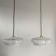 Pair of glass pendant lamps from clichy