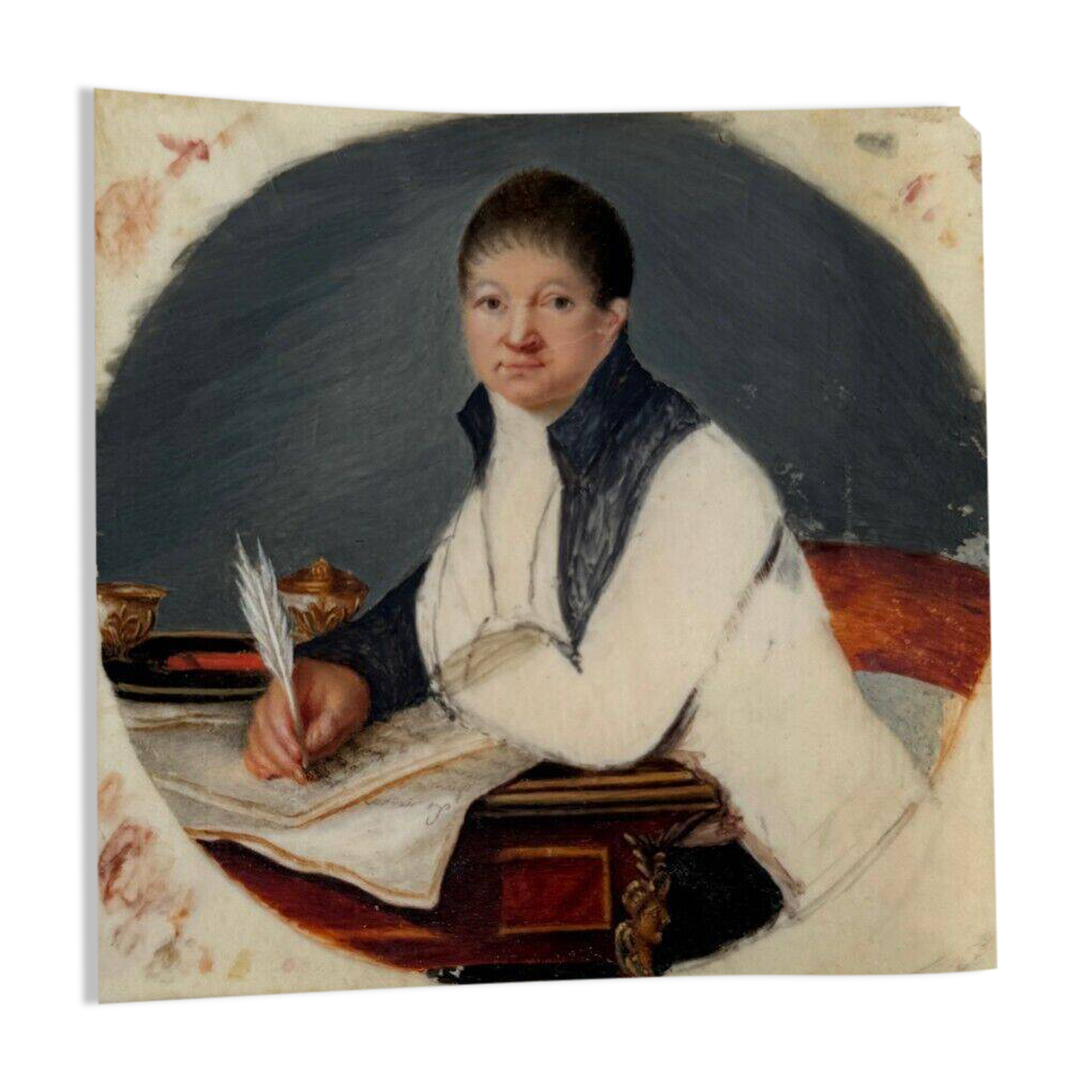 Early 19th century miniature representing a man writing