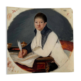 Early 19th century miniature representing a man writing