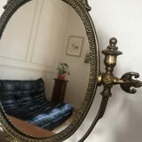 Golden brass standing psyche mirror  29x40cm