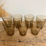 7 small vintage smoked glasses