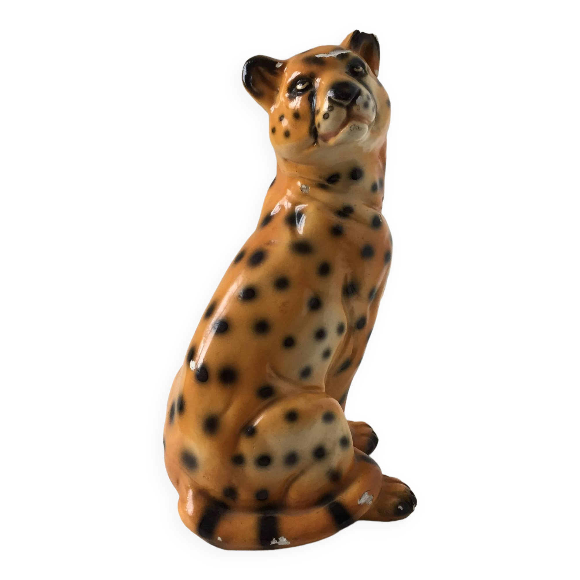 Vintage Leopard plaster statue