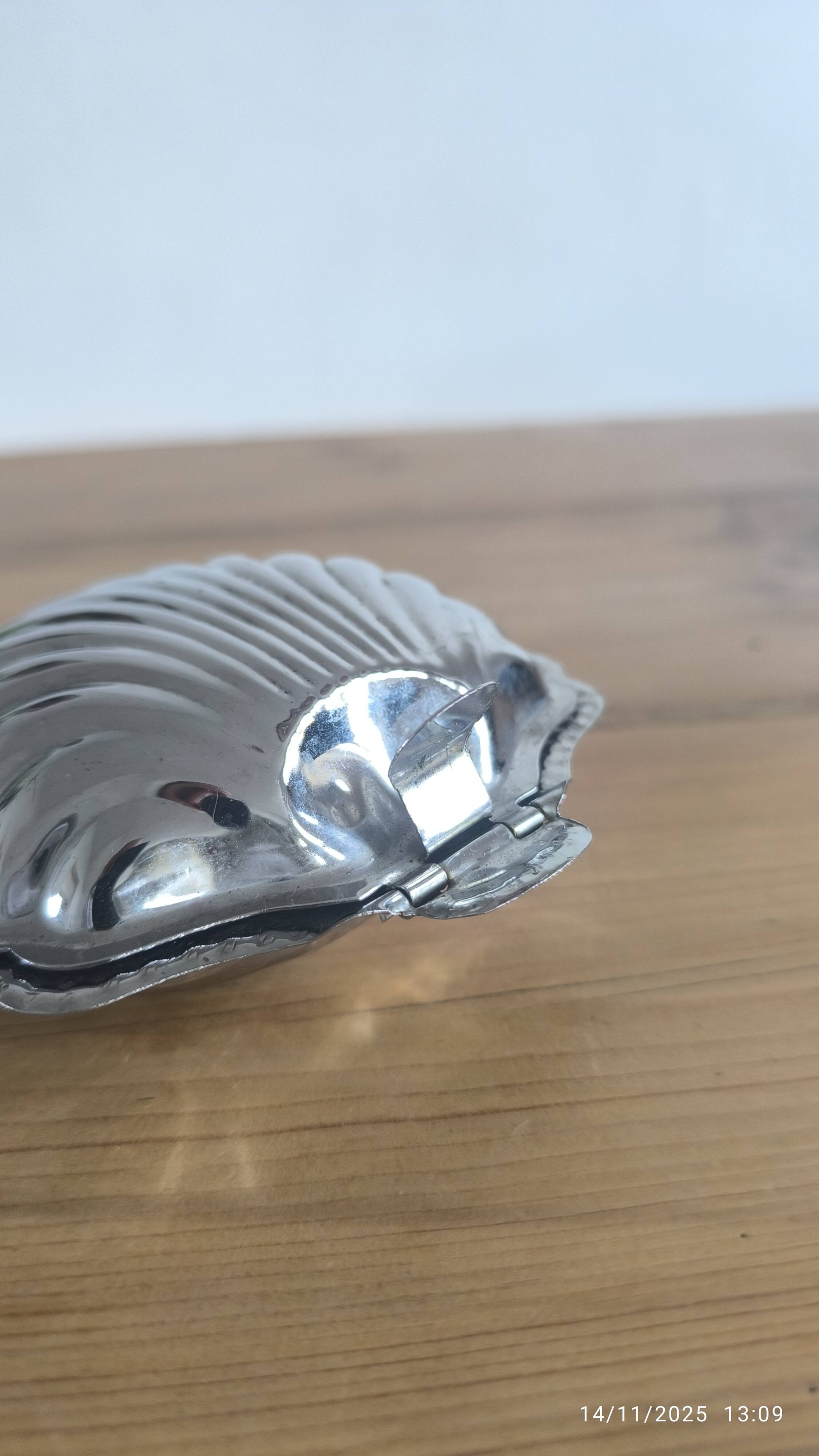 Stainless steel and glass seashell butter dish