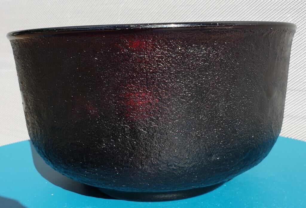 Salad bowl Sierra glass ruby granite frosted Arcoroc 1970