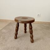 Vintage turned wood tripod stool