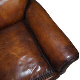 Antique Victorian leather canapé, hand-dyed, 3-4 seats.