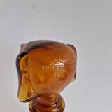 Vintage Amber Glass Dachshund Dog Shaped Bottle
