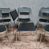 Series of 6 postmodern stackable chair chairs 1970
