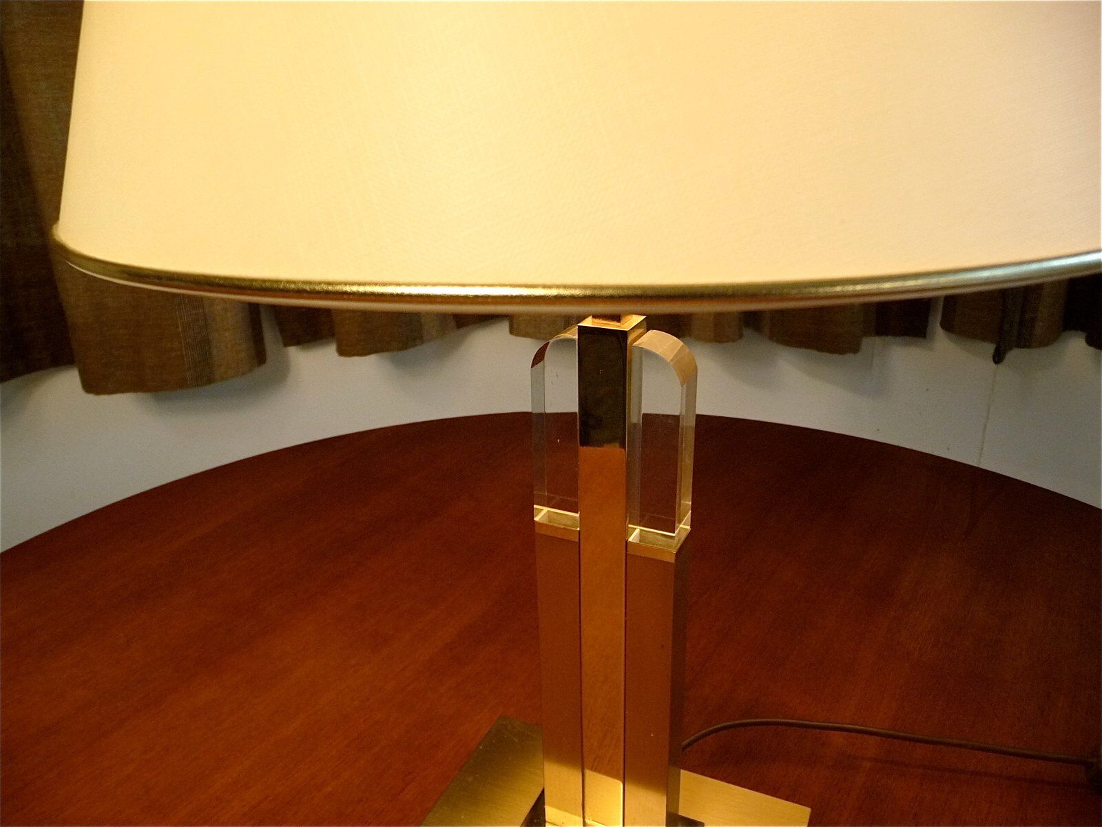 Modernist brass-plated and acrylic glass table lamp, France 1970s