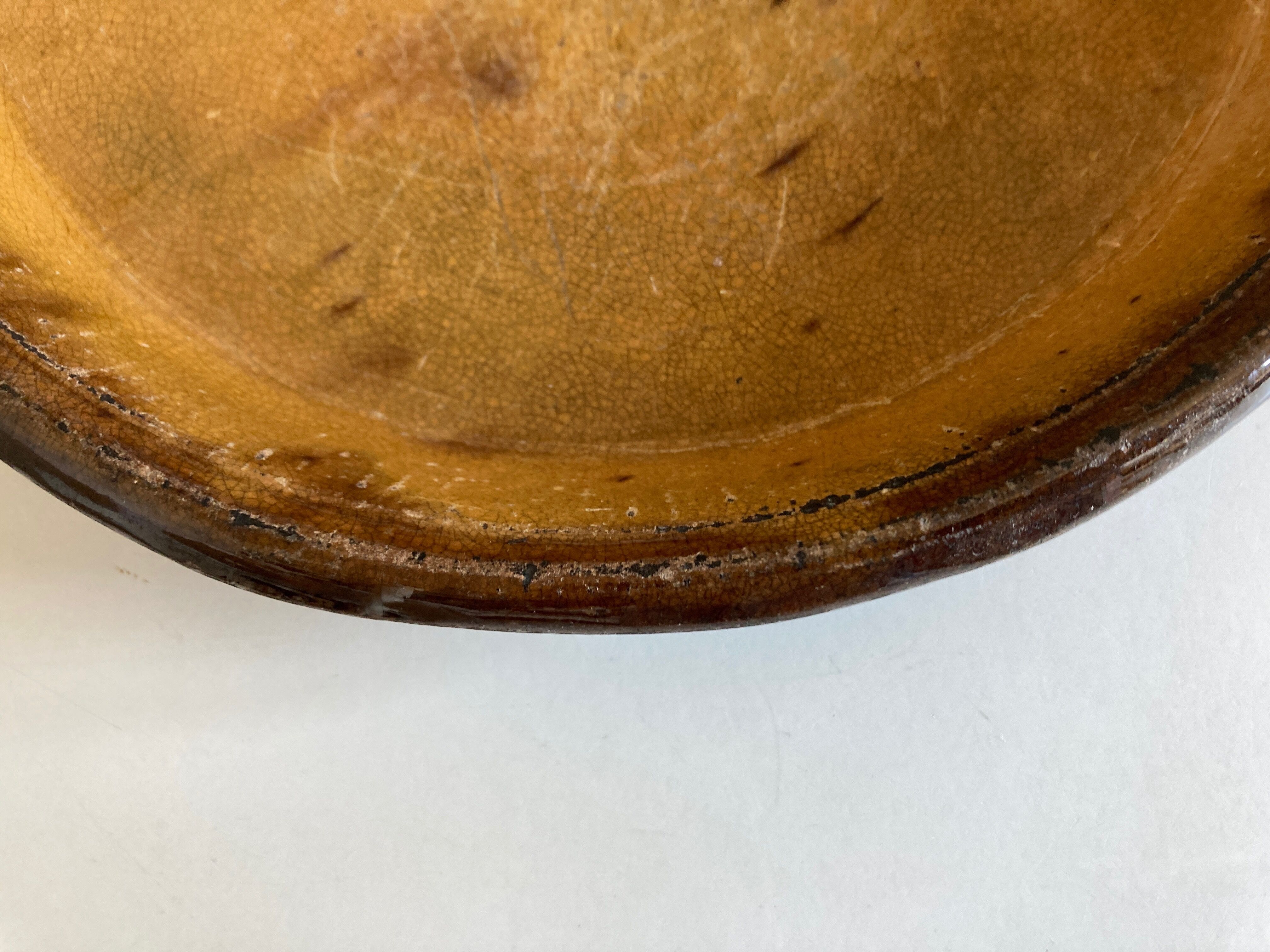 Country dish in glazed terracotta folk art early 20th