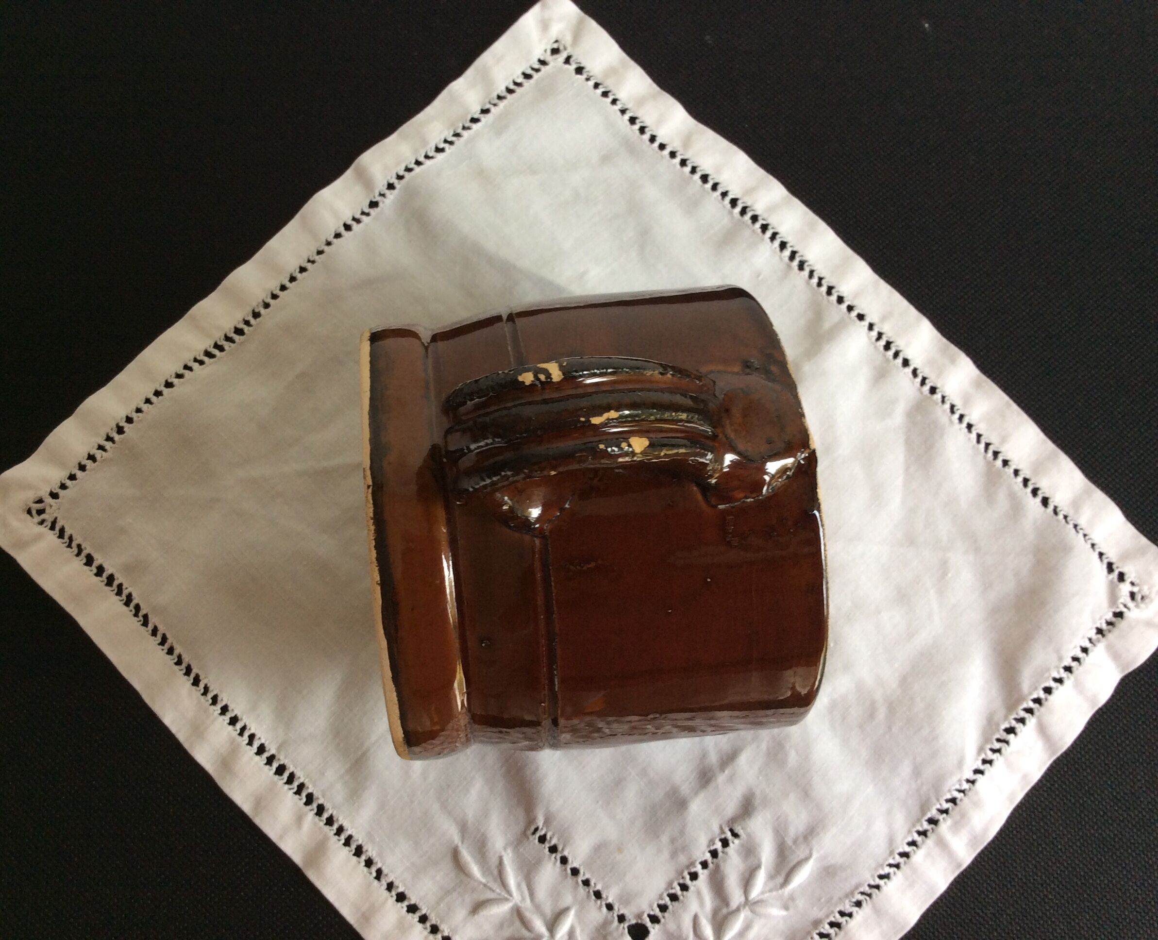 Old glazed creamer brown