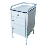 Boarding school bedside table, nightstand, in metal