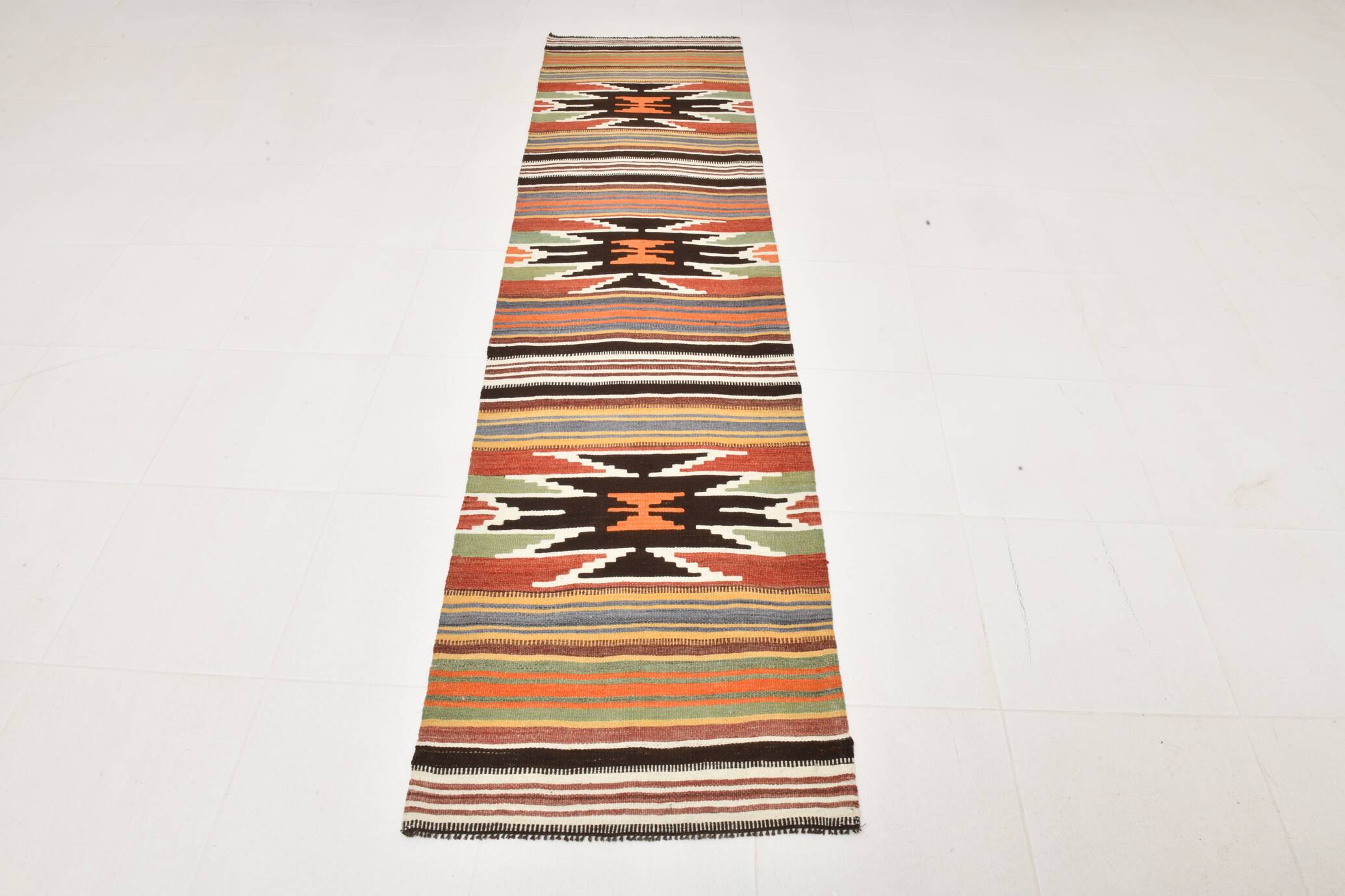 7x14 Wool Runner Rug, Long Wide Rug, 212x438Cm Rare Size Rug,Turkish Runner