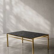 Vintage Mid-Century Italian Modern Brass Coffee Table with Stone Top, 1970s