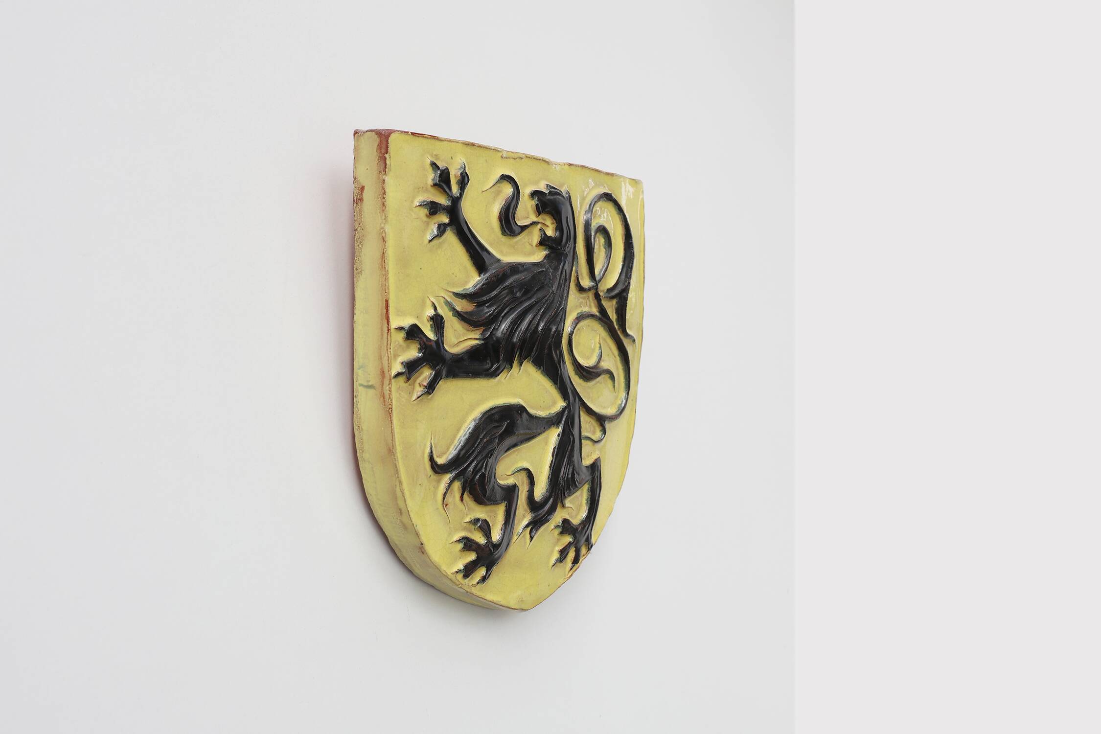 Wall Plaque with Flemish Lion by Vandeweghe for Amphora, Belgium, ca. 1950