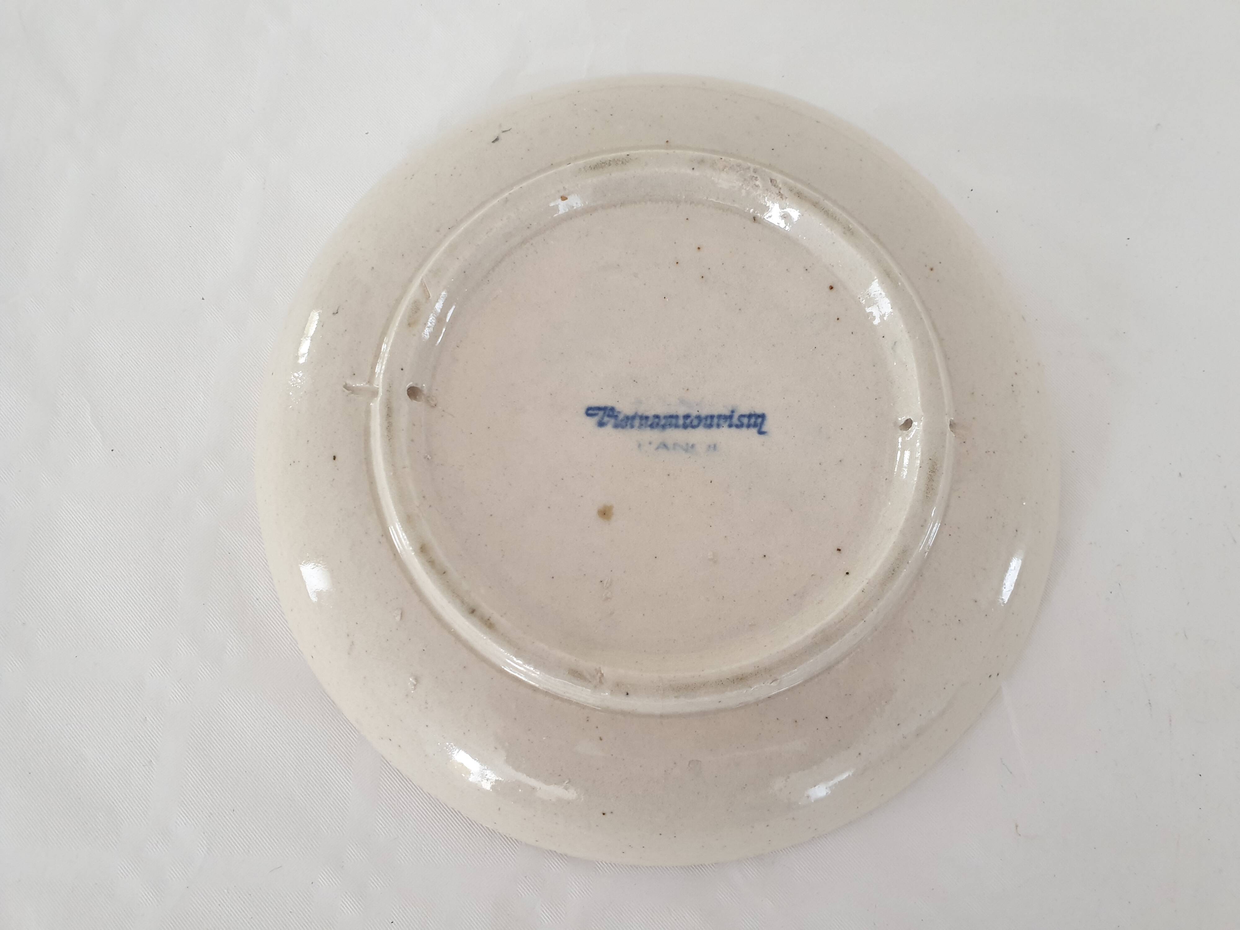 Ceramic plate sacred cow Buddha Vietnam