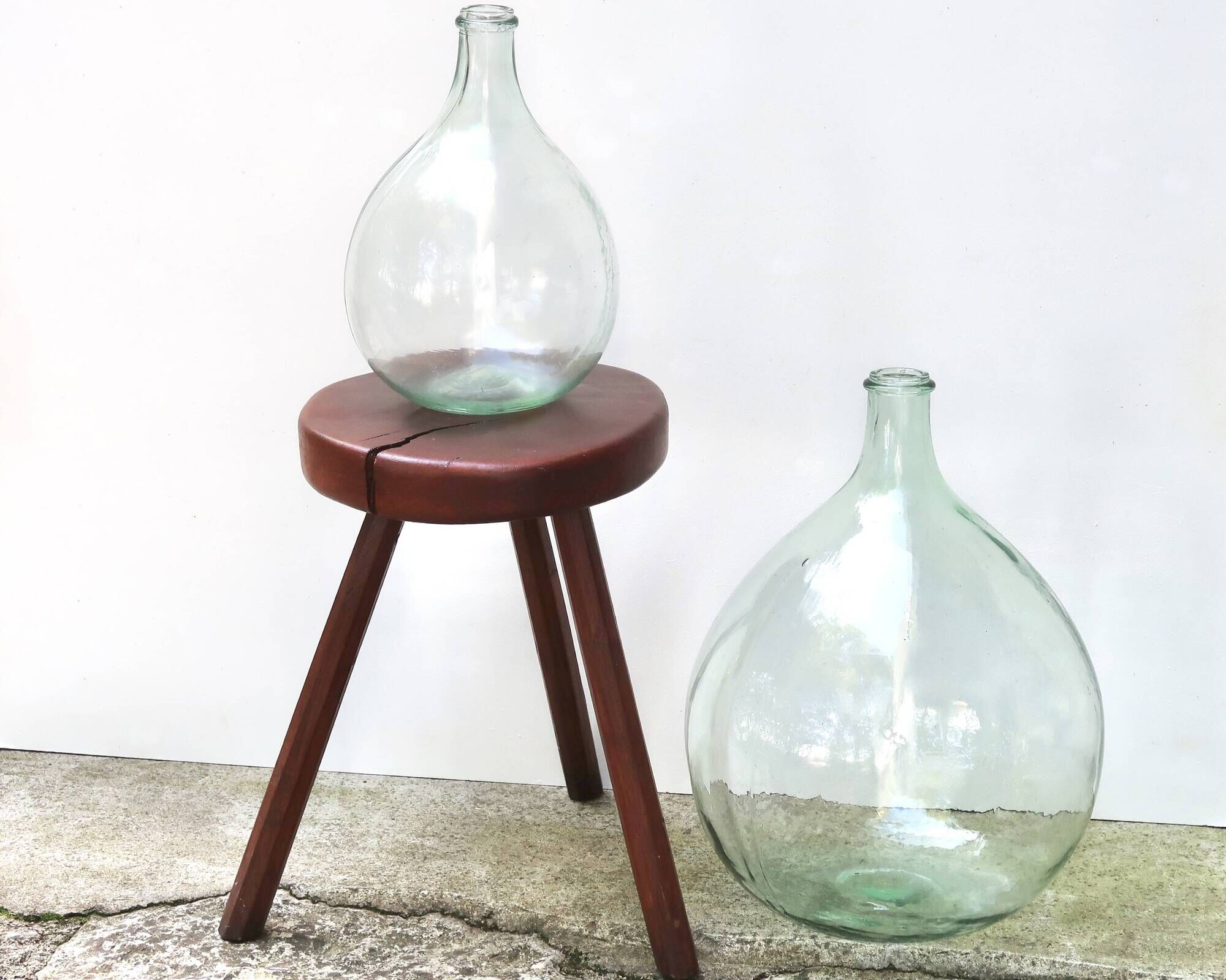 Small transparent glass demijohn 5L, 1950s