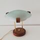 Glass wood library table lamp