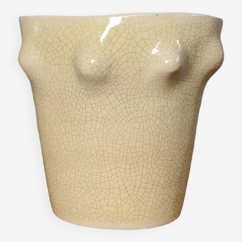 Vase ceramique craquelé forme organique 1970