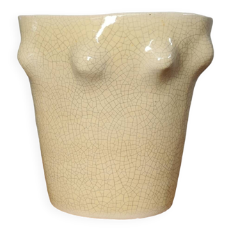 Cracked ceramic vase organic shape 1970