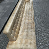 Beige leather bench