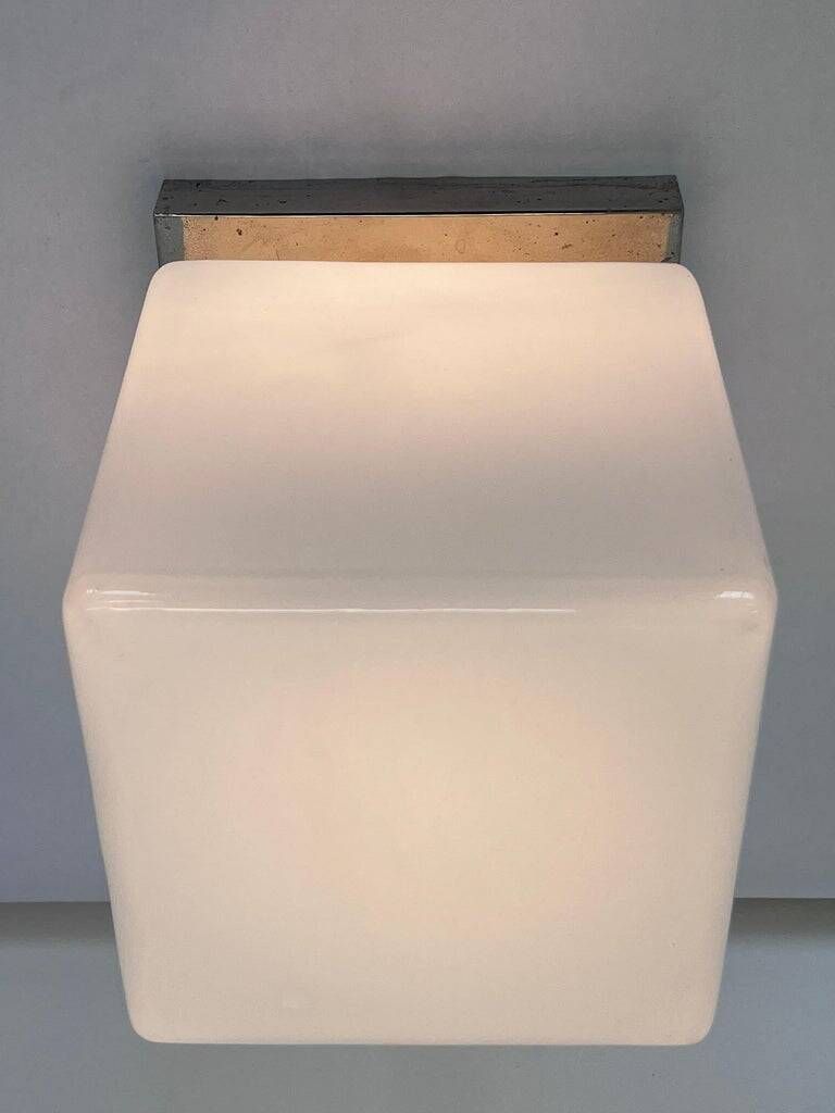 Ceiling lamp / flush mount 'Bauhaus in chrome and glass, 1930s