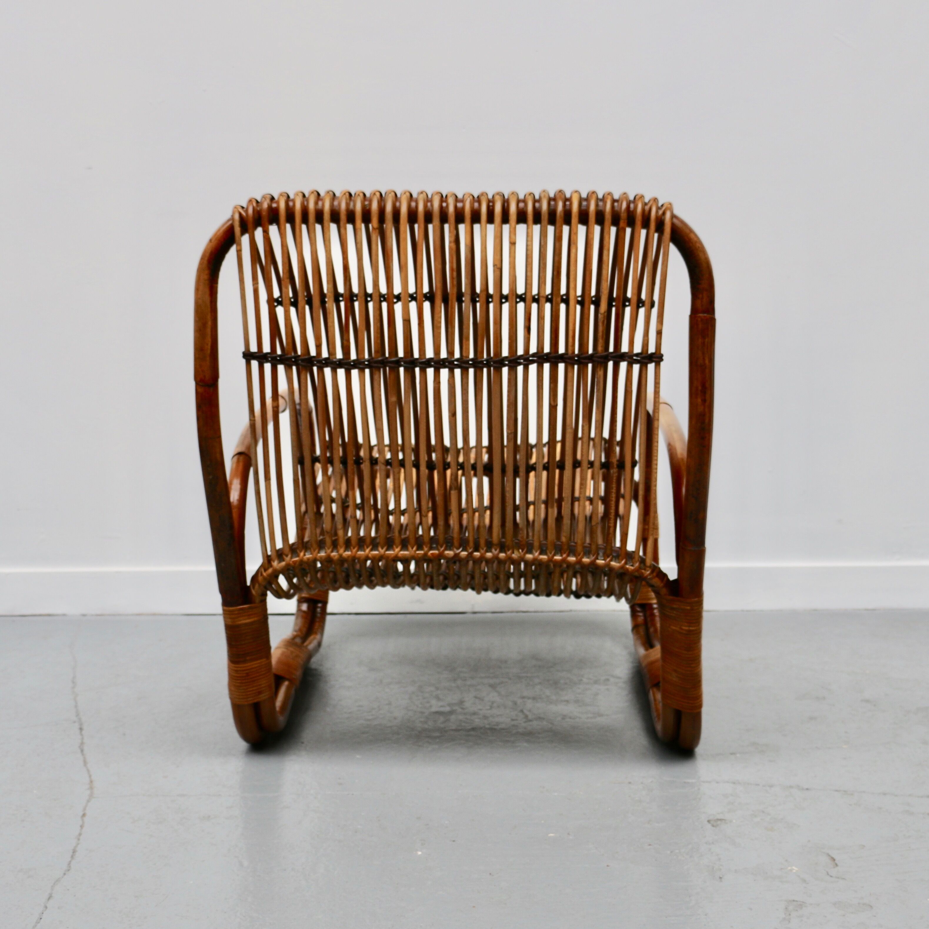 Rattan armchair, Italy, 1950s