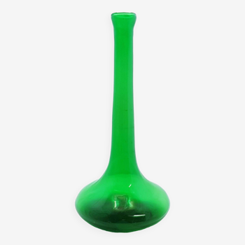 Tall green glass bud vase