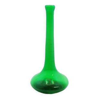 Tall green glass bud vase